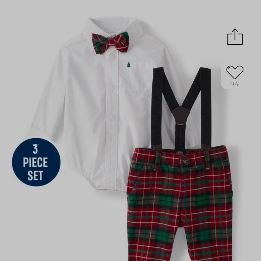 Baby Boys Plaid 3-Piece Outfit Set- A Royal Christmas  NWT 6-9 month